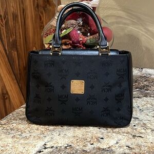 MCM Germany EUC Black Visetos Nylon and Leather Tote